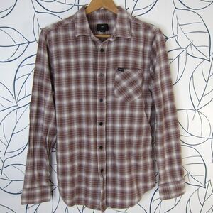 Obey Plaid Flannel Long Sleeve Button Up Shirt Men's Size M Burgundy